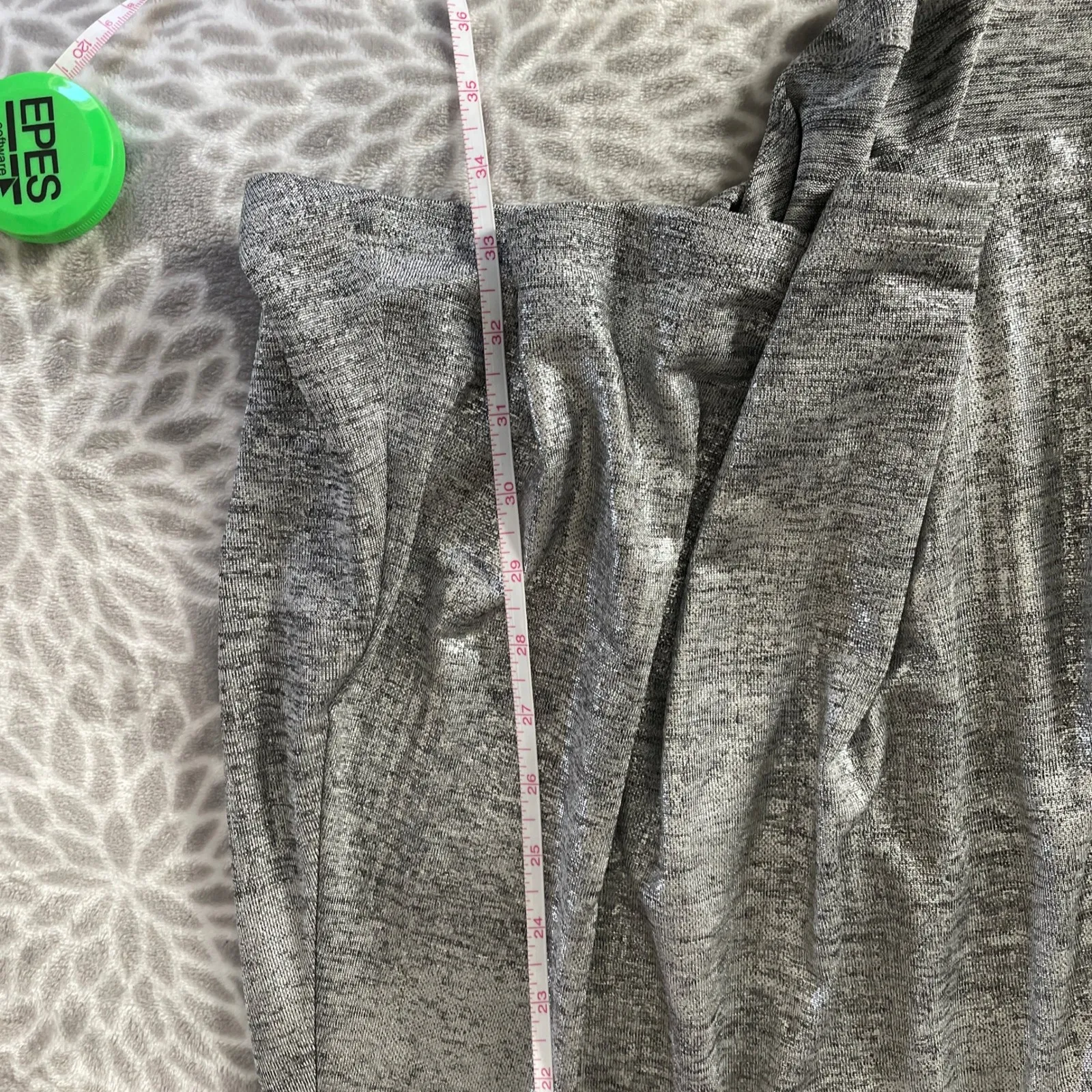 Silver Metallic Pleated Dress sz Small Veronica Short Sleeve Indie‎ Sleaze Party - Image 7