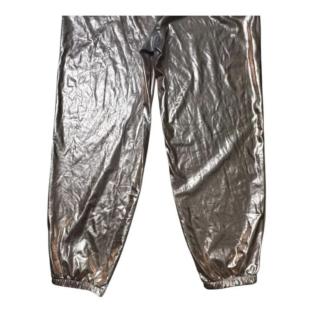 Pumpkino Rose Gold Metallic Track Pants Size L Stretch Pockets Elastic - Image 10