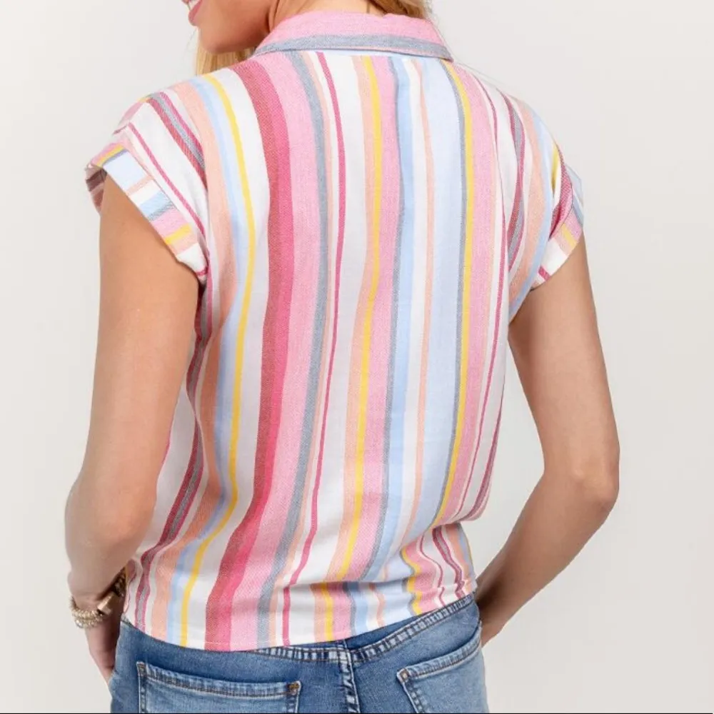 NWT Francesca’s Addie Striped Button Front Top Size Medium - Image 3