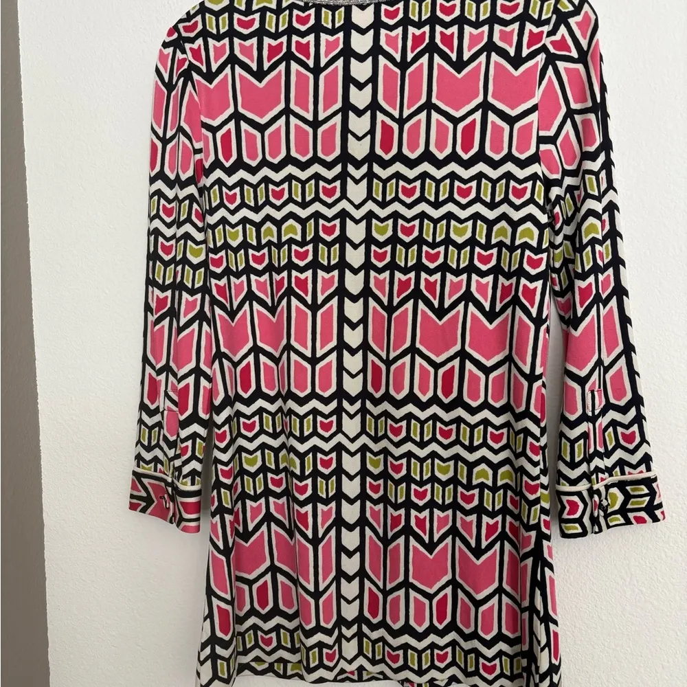 Tory Burch Pink and Green Geometric Top - Image 4