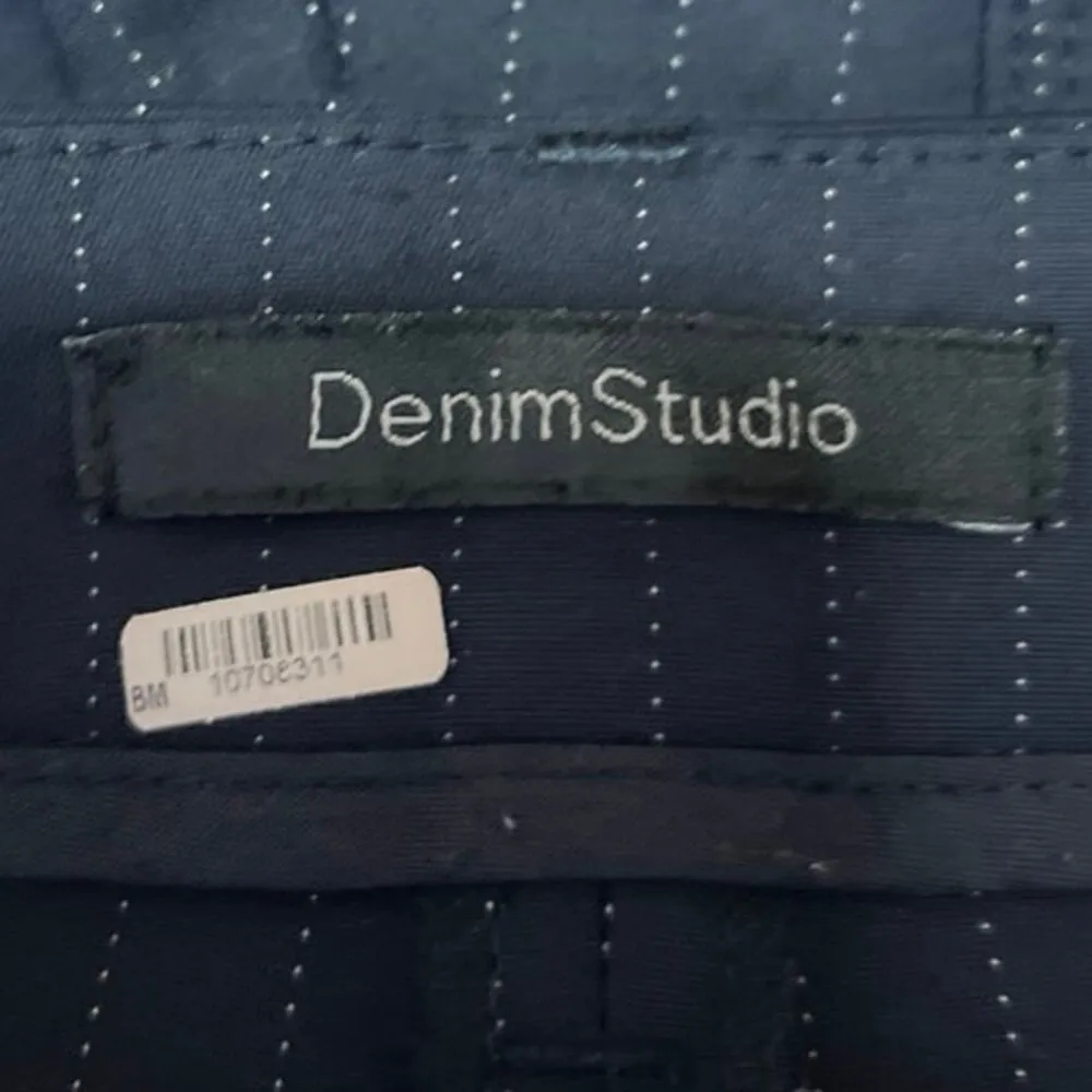 Denim Studio Blue Pinstriped Skinny Leg Mid Rise Zip Hem Trousers Dress Pants 24 - Image 4