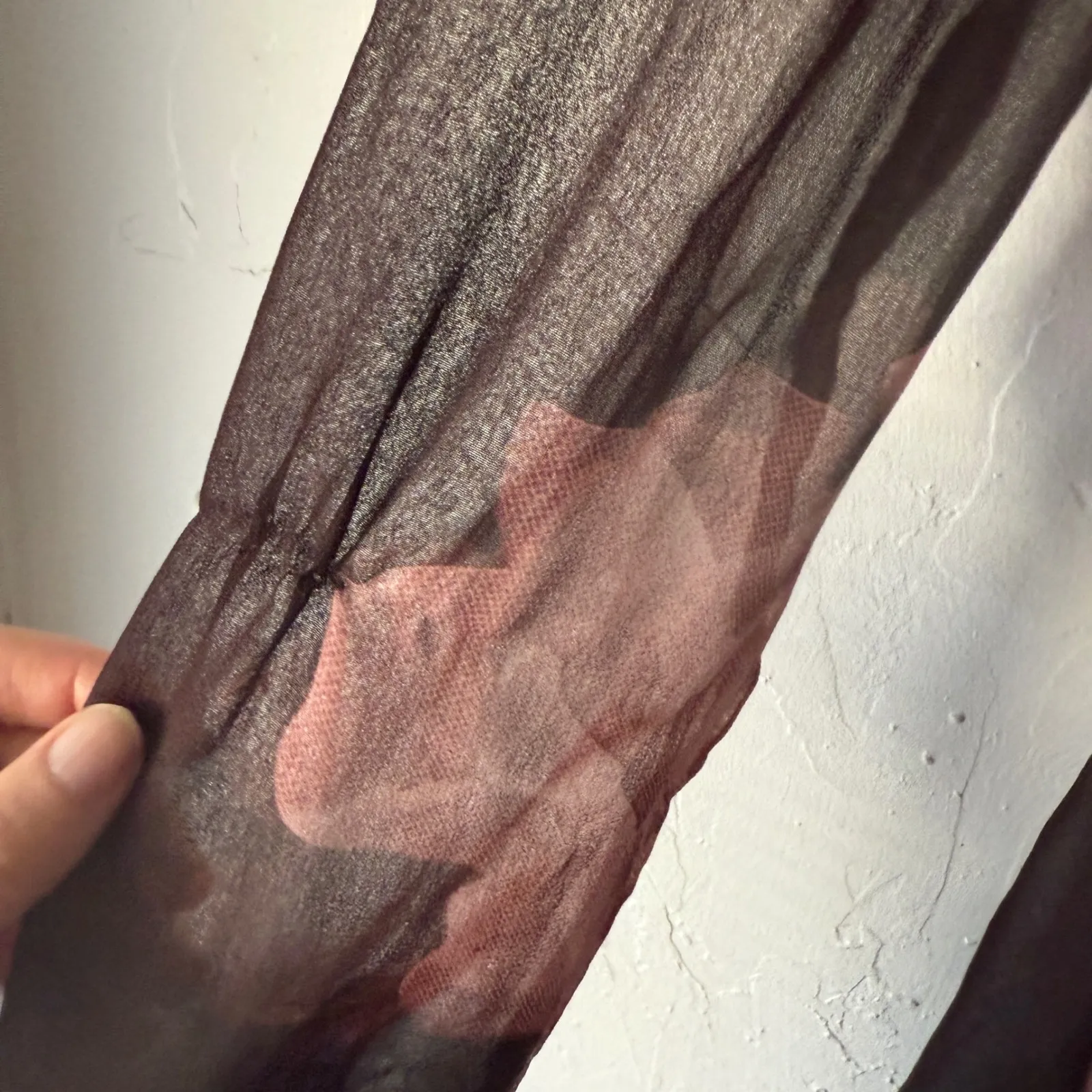 PASSPORT Y2k Vintage Women Sheer Floral Long Sl Mesh Top M Fairy Romantic Brown Size M - Image 5