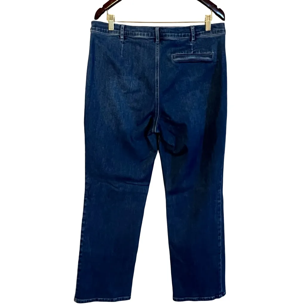 J McLaughlin Womens Emmie Baby Bootcut Jeans Size 14 High Waist Stretch Preppy Blue - Image 2