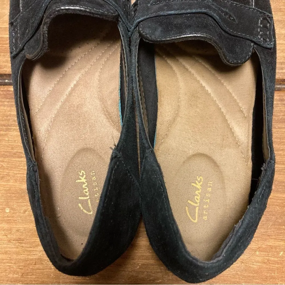 Clarks Keesha Cora Black Suede Penny Loafers Size 6 6M Leather - Image 11