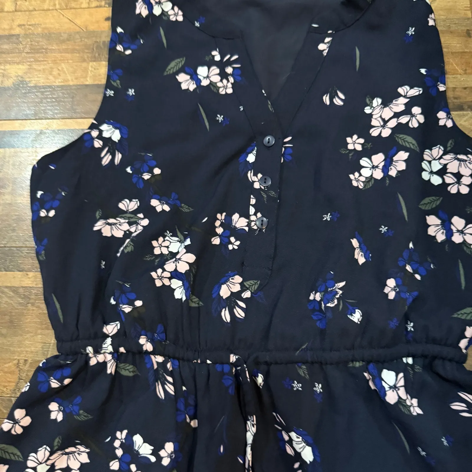 41 Hawthorn Womens‎ Blus M Claria Tie Waist Dress Floral Print Sleeveless Dress Blue Size M - Image 7