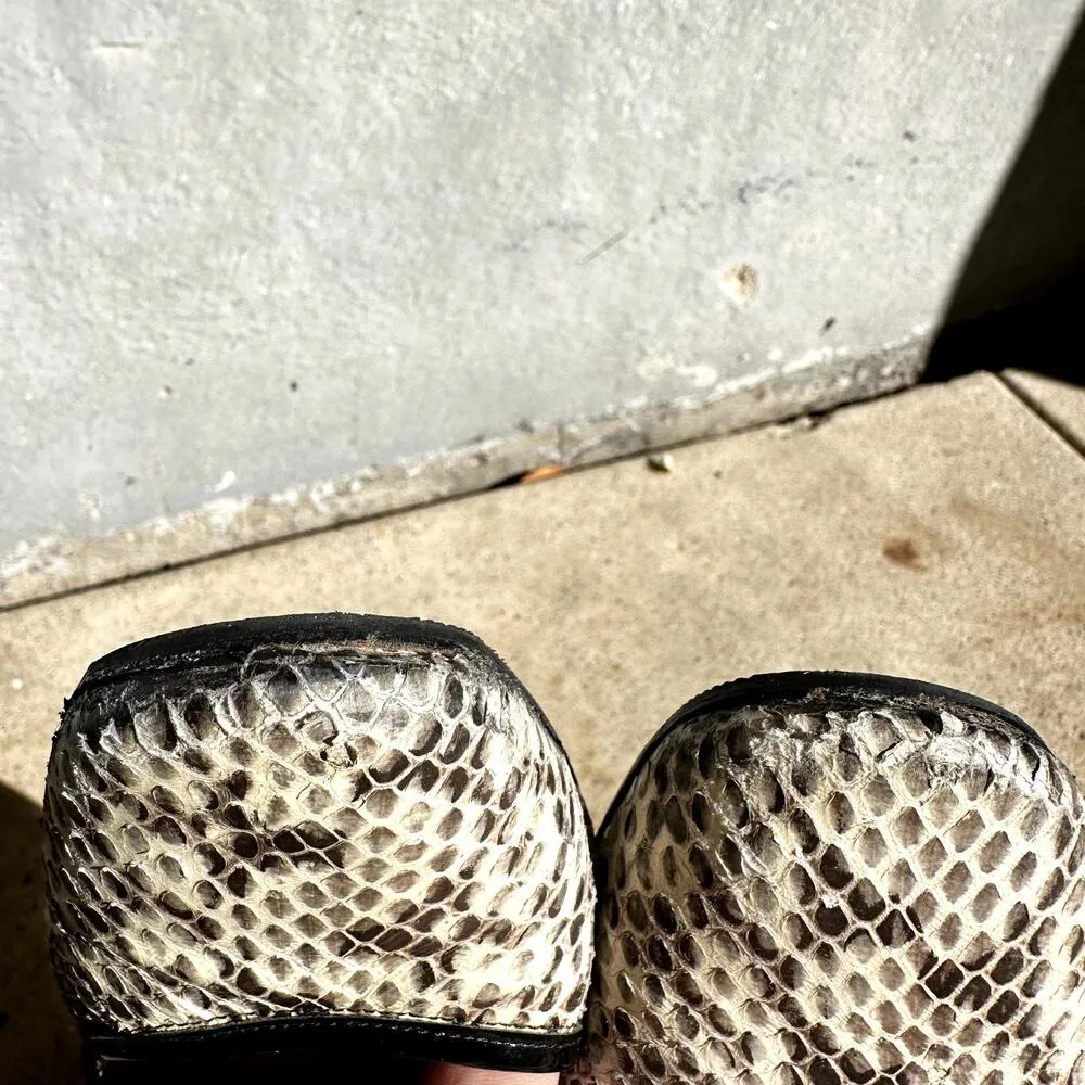 Jimmy Choo Snakeskin Ballet Flats Shoes Slip On Round Toe Leather Cream 6.5 - Image 6