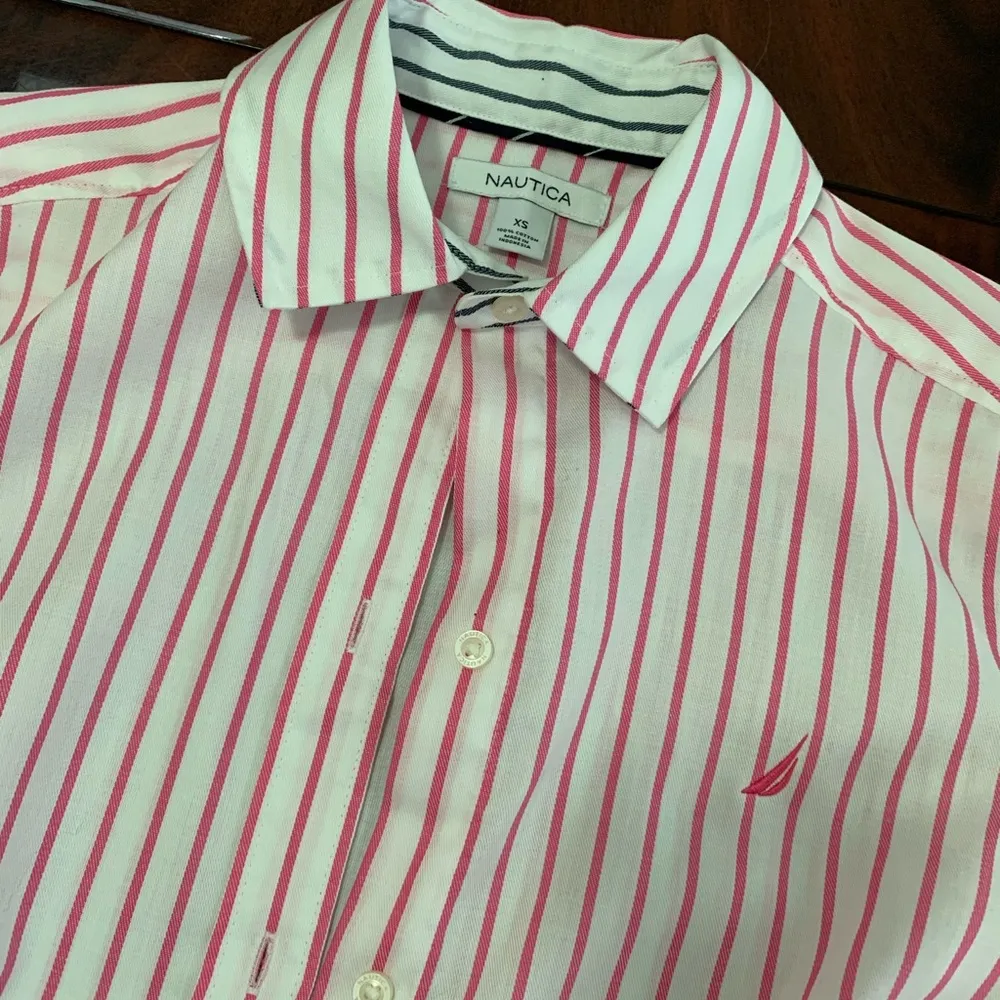 Nautica pink striped button down shirt - Image 2