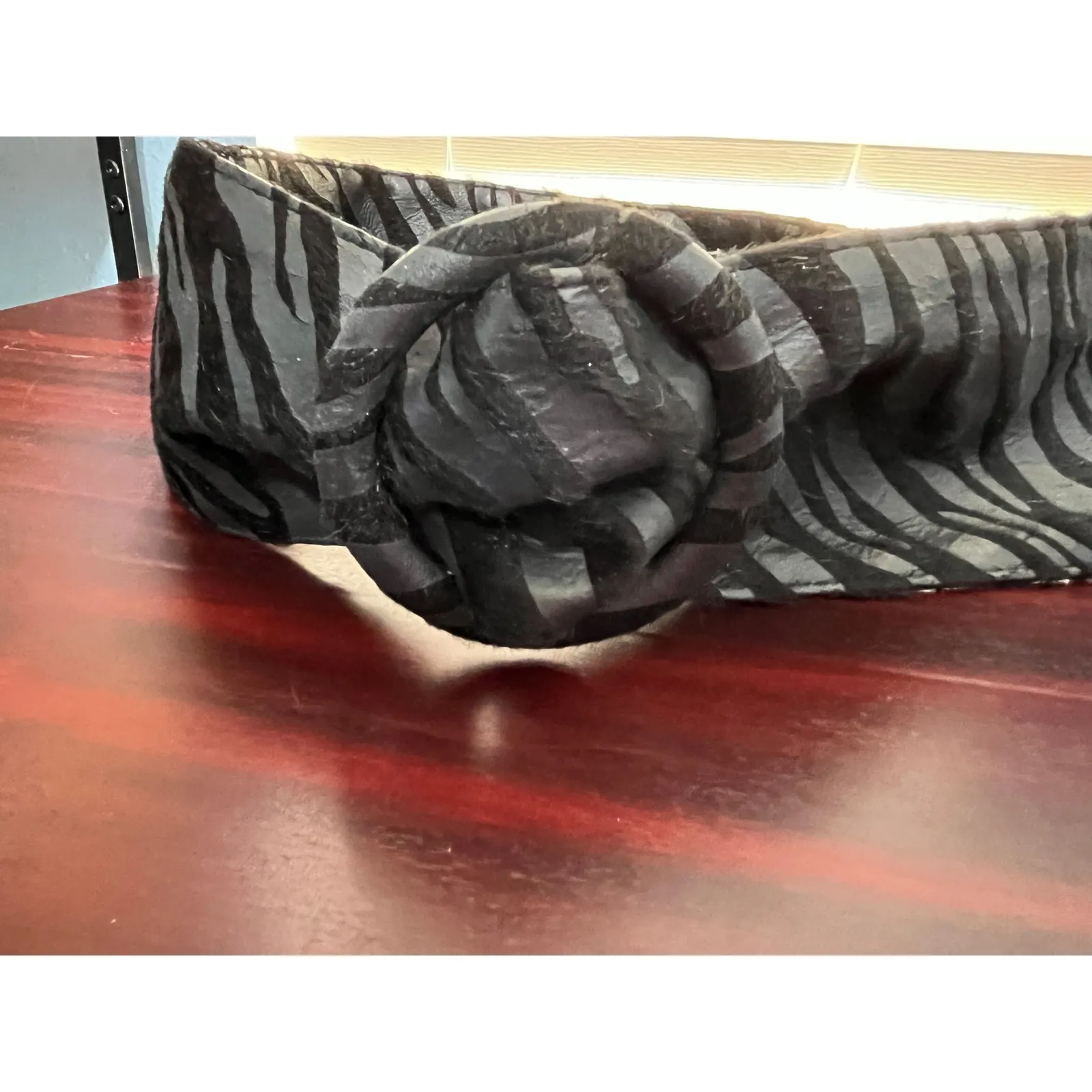 VTG Black Zebra Print Belt Small Faux Leather Velvet Burnout 90s Whimsygoth - Image 3