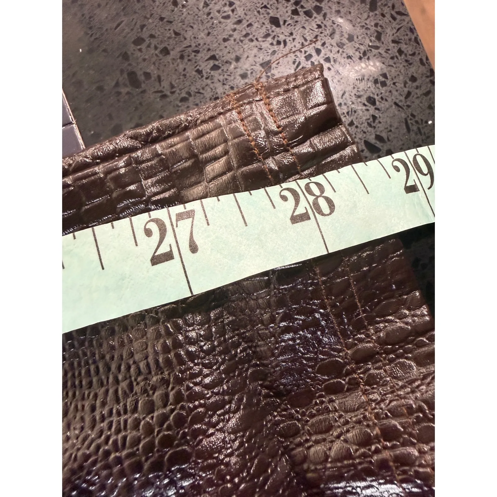 Shein Snake Print Faux Leather High Waisted Zipper Front Pants Women M Brown - Image 7