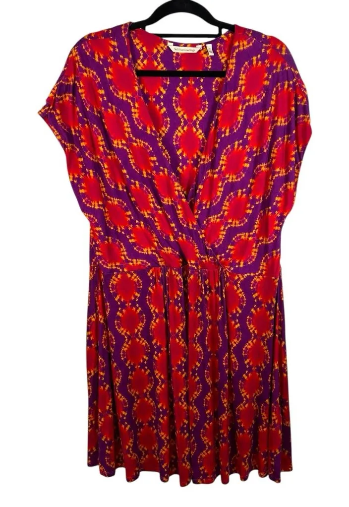Soft Surroundings Kaveri Midi Dress Size 1X Wrap Front Tye Dye Boho Stretch - Image 1