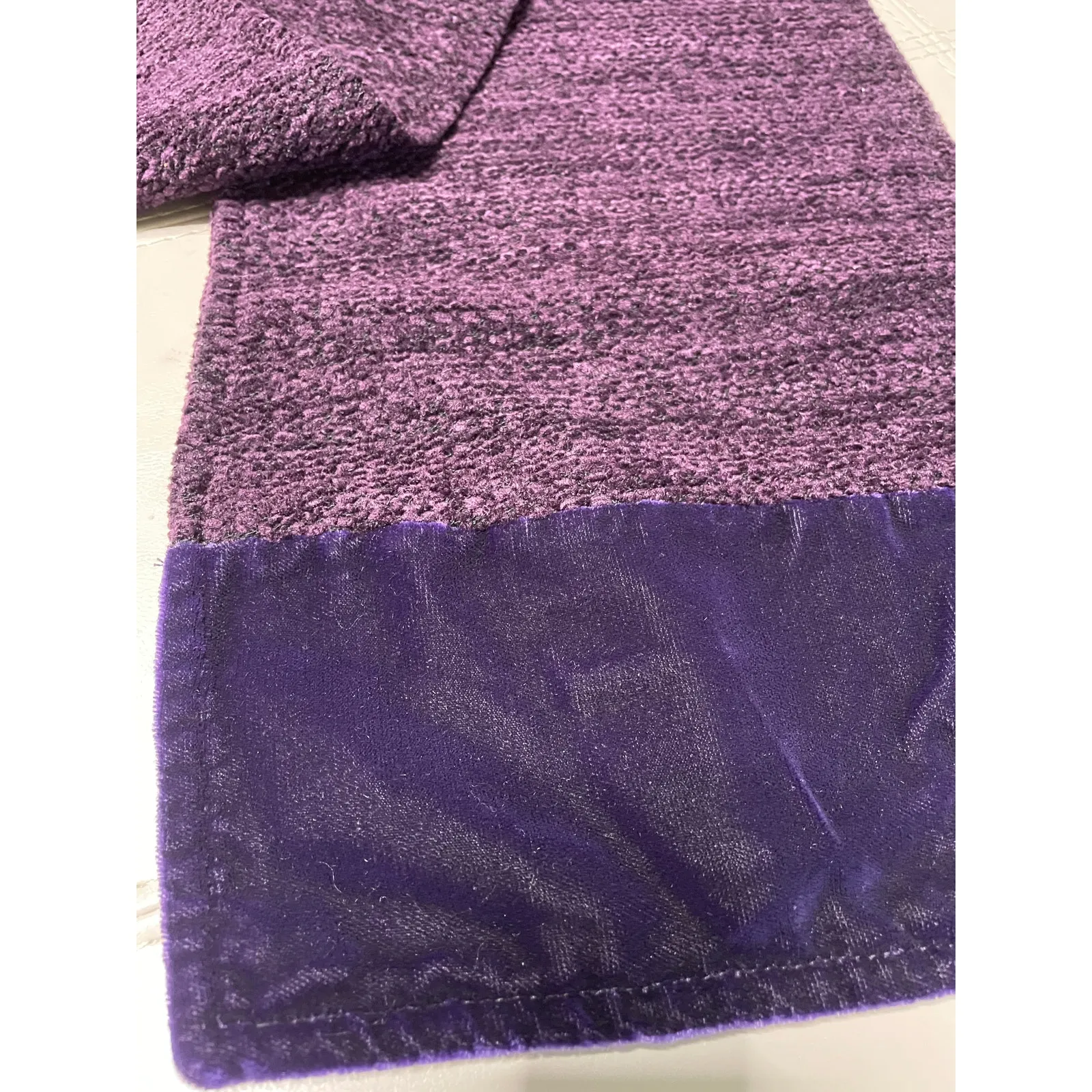 Vintage Toucan Collection NY 100% Purple Rayon Velvet Long Scarf - Image 3