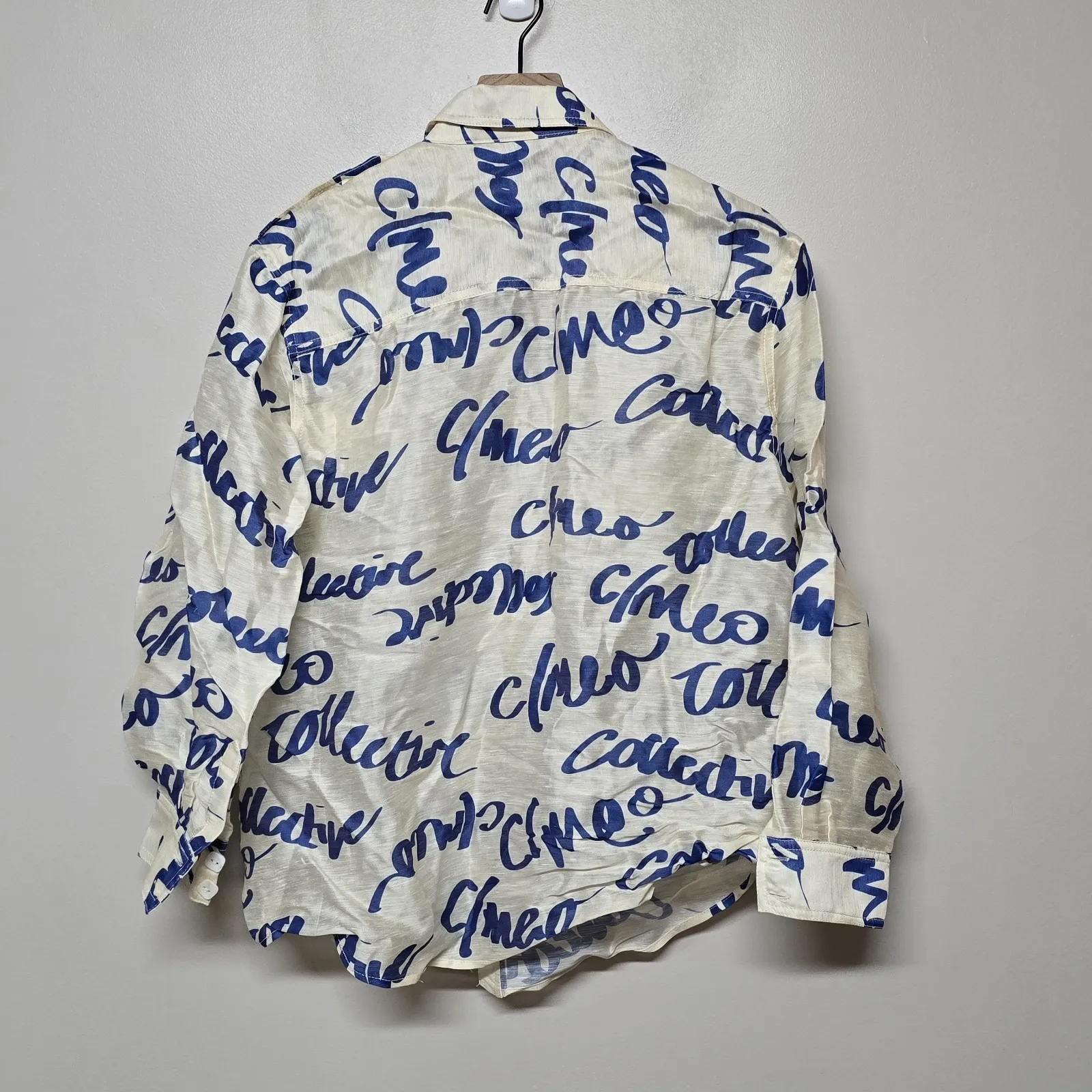 C/Meo Collective Slow Burn Long Sleeve Short Logo Print Cream Oversized XXS - Image 10