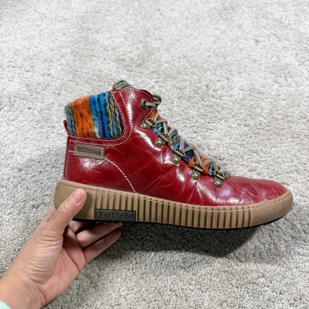 Josef Seibel Women’s Maren 06 Lace Up Leather Ankle Boot Side Zip Red 39/US 8.5 - Image 13