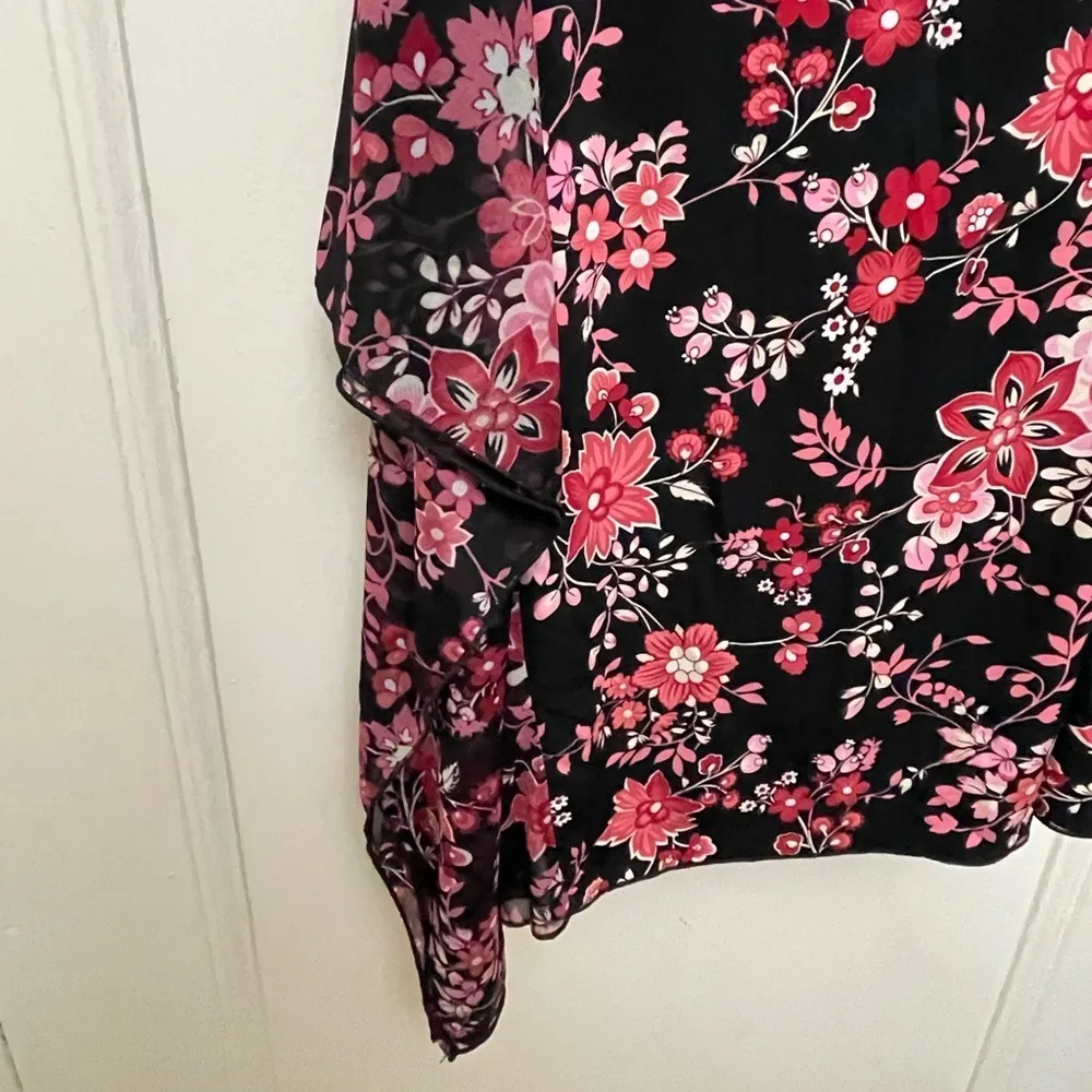 Vintage Y2K Floral Skirt Black Pink Red With Mesh - Image 2