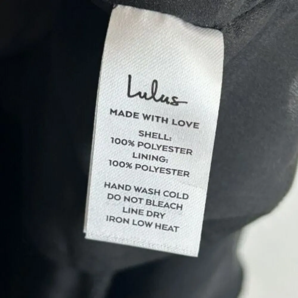 NWT LULUS SIZE XS Black Wrapped Up In Love Satin Faux - Image 9