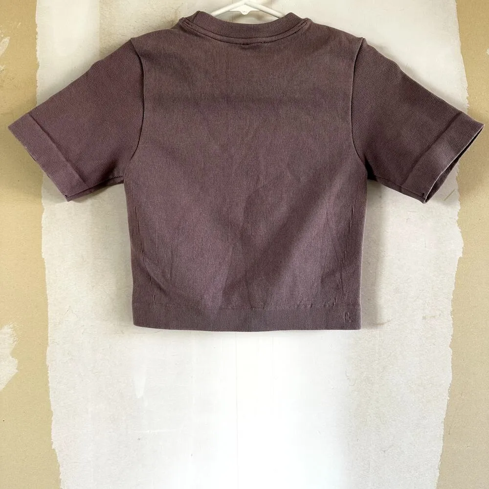 Everlane The Seamless Cropped Tee Crew Neck Ribbed Knit Dusty Lavender XS - Image 6