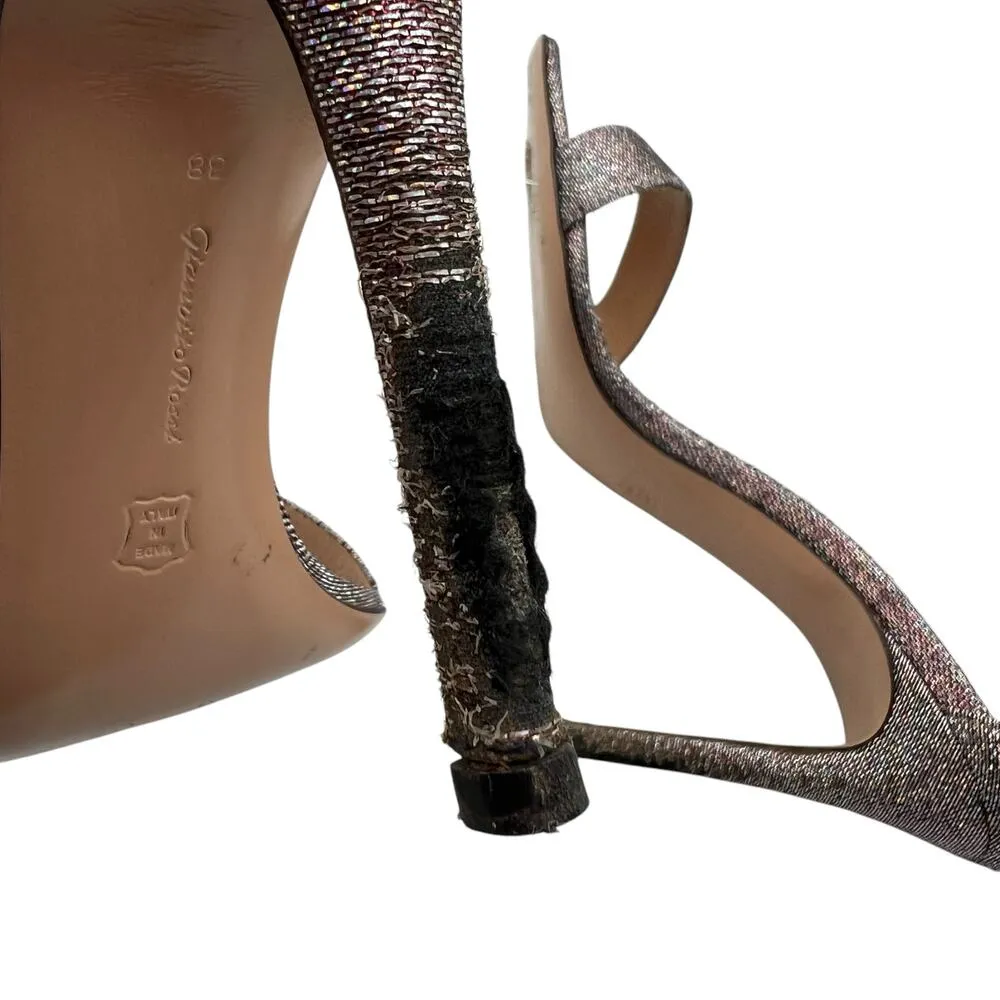 Gianvito Rossi Lurex Fabric Portofino Glitter Metallic Heels Multicolor Size 6 - Image 7