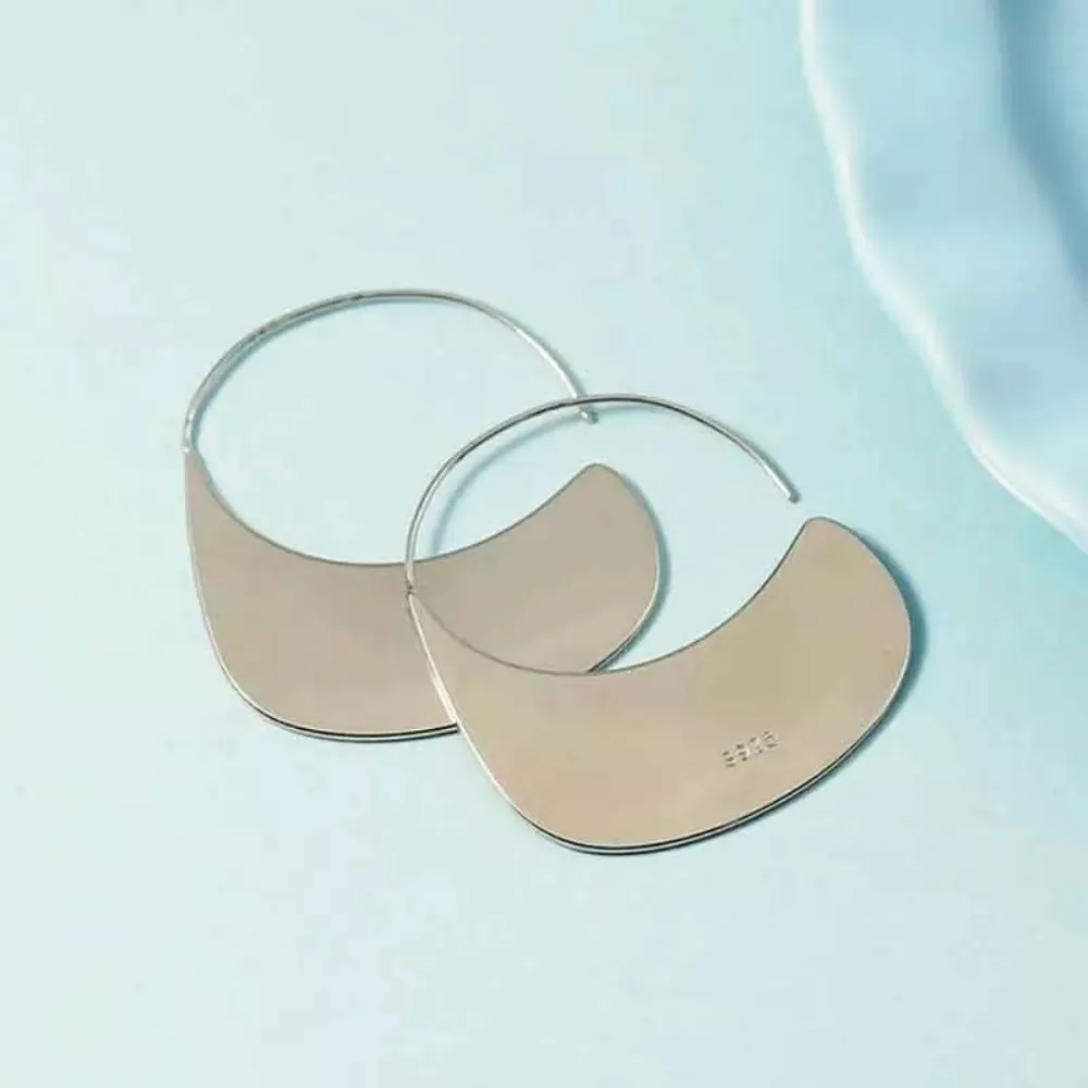 NEW Solid Large Hoop Earrings |‎ White Gold over 925 Sterling Silver - Image 9