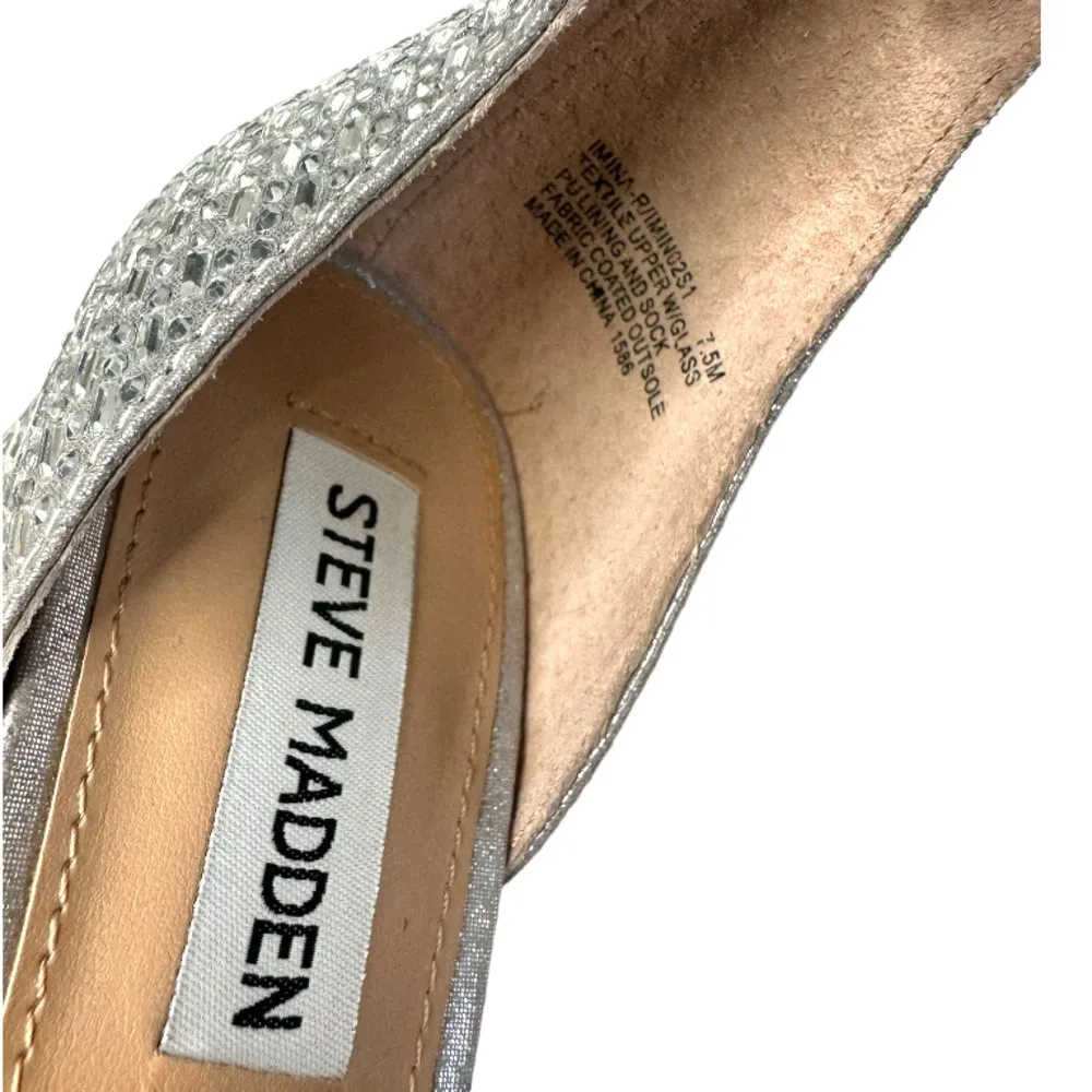 Steve Madden Imina Ankle Strap Silver Rhinestone Sandal Size 7.5 - Image 12