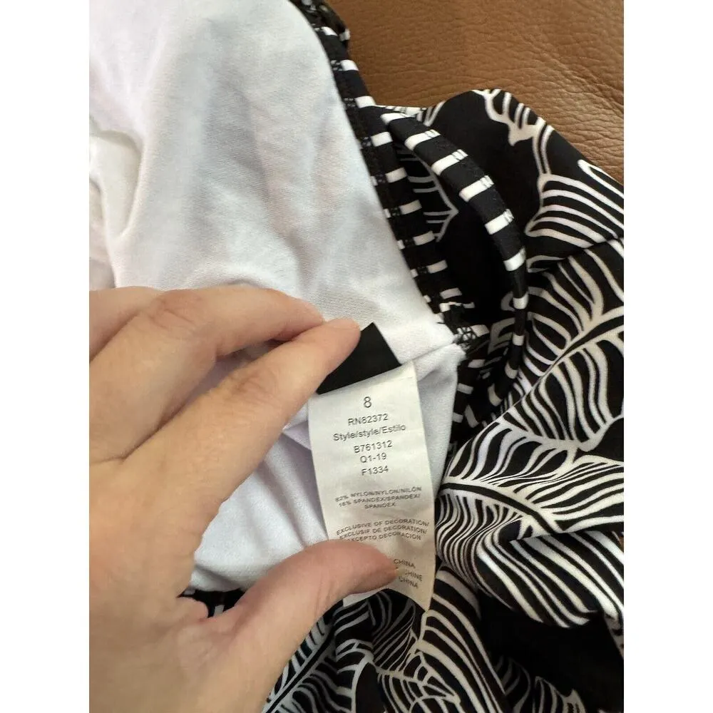 NWT Island Escape Coral Gables Black White Tropical Blouson Tankini Swim Top S 8 - Image 8