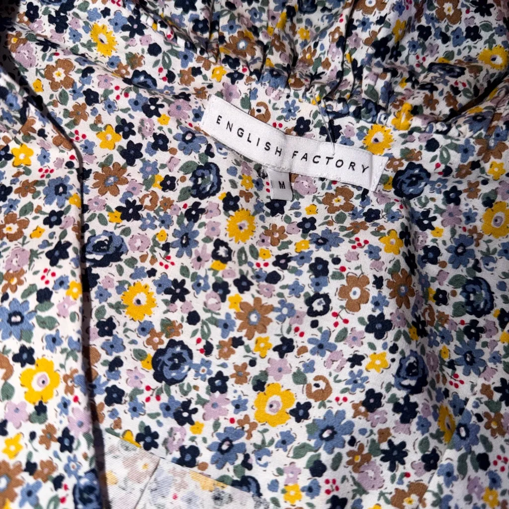 Nwot English factory floral ruffle cream blouse top $120 M winter boho spring - Image 4