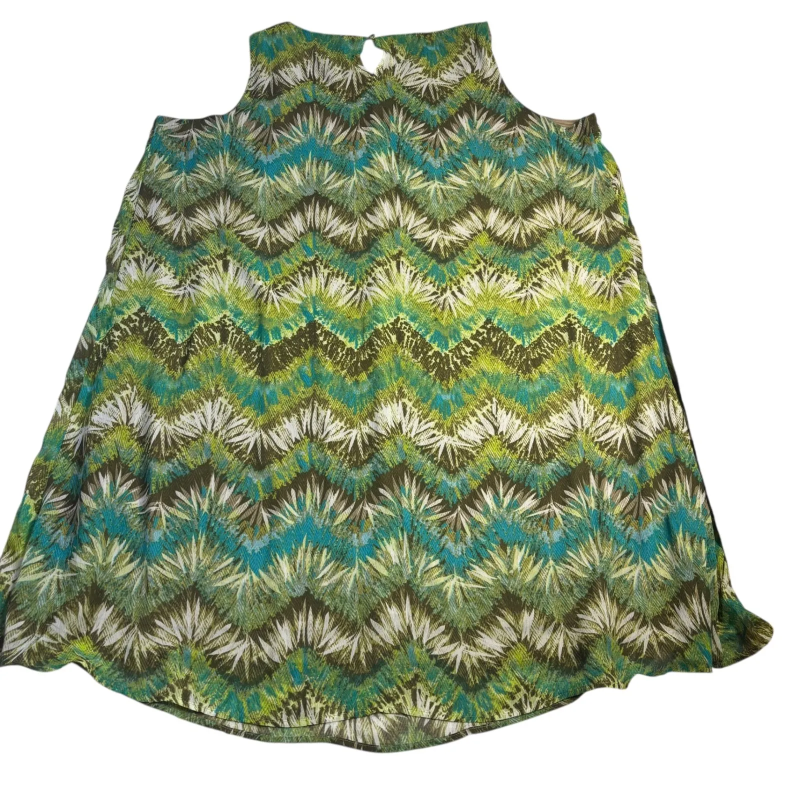 Catherines Plus Size 3X Green Blue Chevron Beaded Neck Sleeveless Dress - Image 4