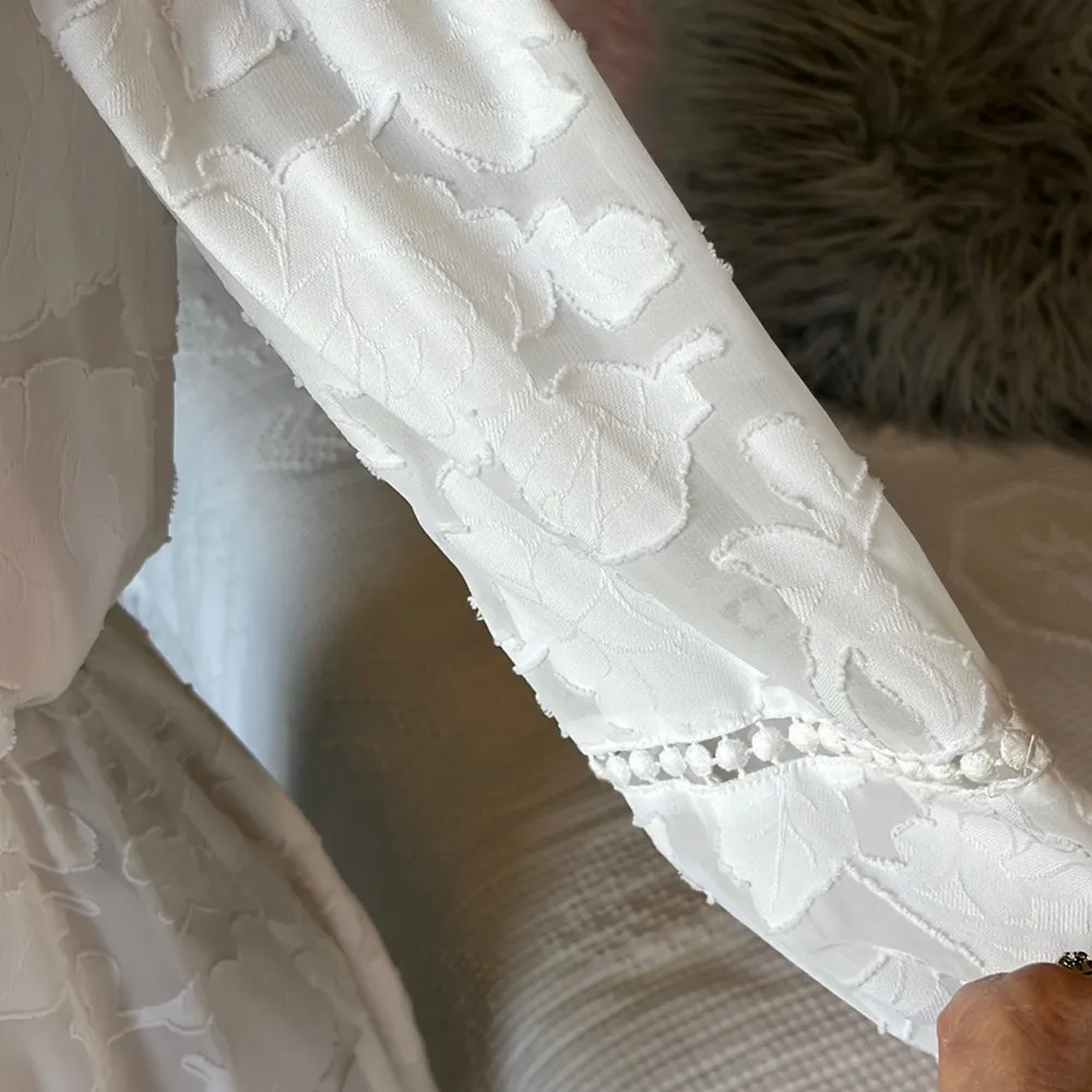 Kari Blue White Dress Womens XS Solid Fit and Flare - Image 9