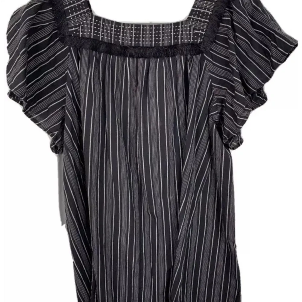 Isabel Maternity Grey Striped Short Sleeve Top Size S Maternity - Image 2