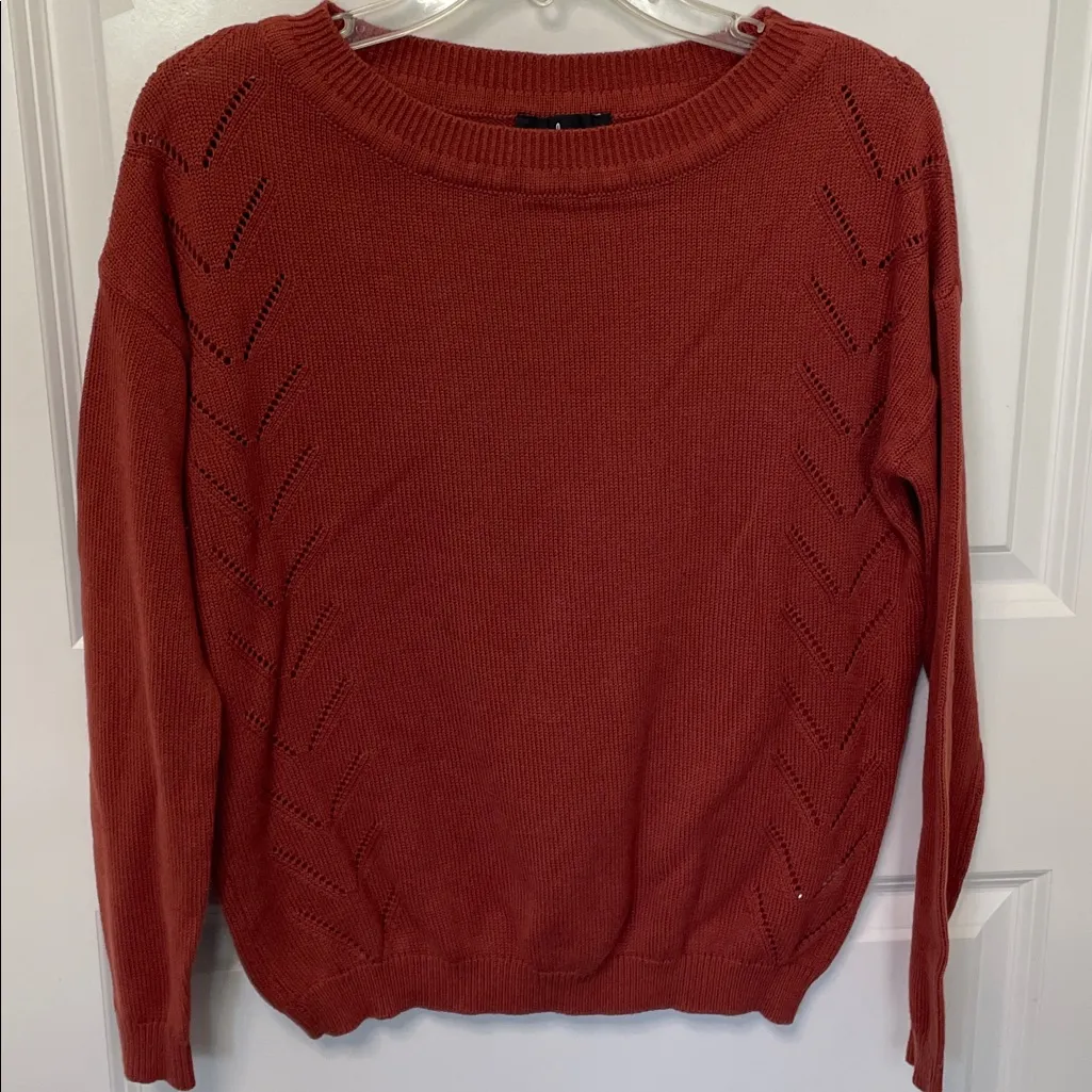 Lulu’s Pointelle Me More Rustic Orange Sweater XS - Image 2