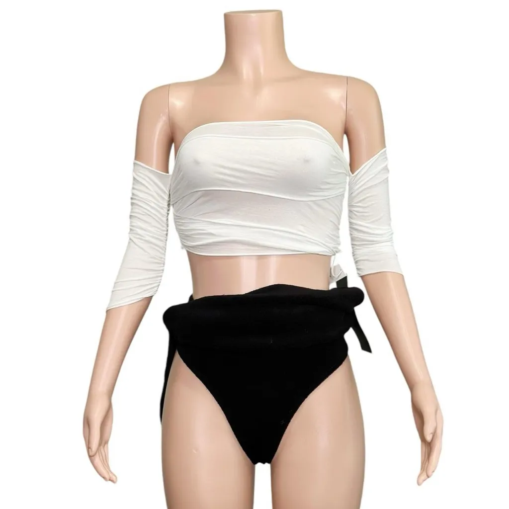 ARE YOU AM I Nicia Plush Terry Mini Skirt, Black, XS Black - Image 7