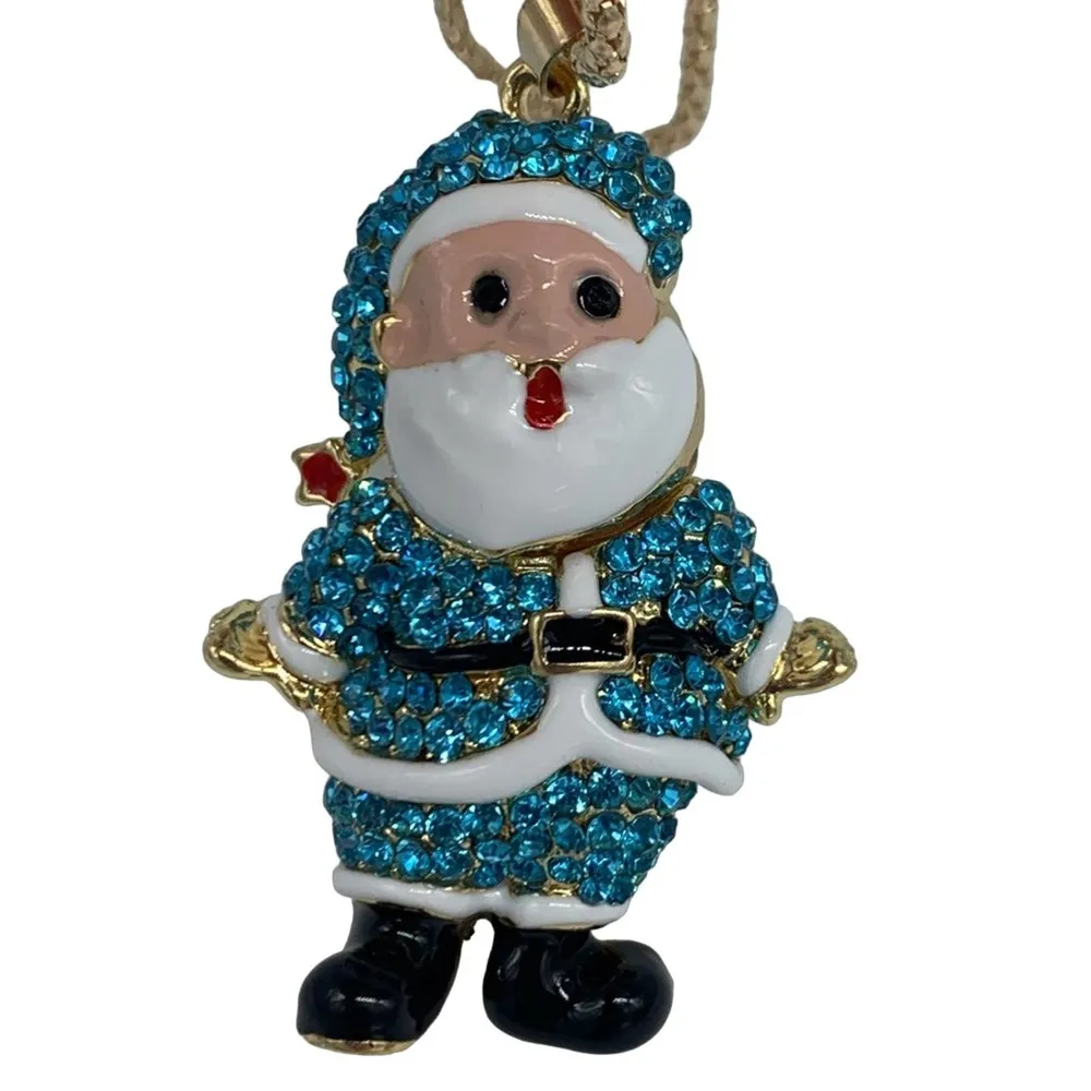 NEW blue Christmas Santa Claus pendant necklace - Image 5