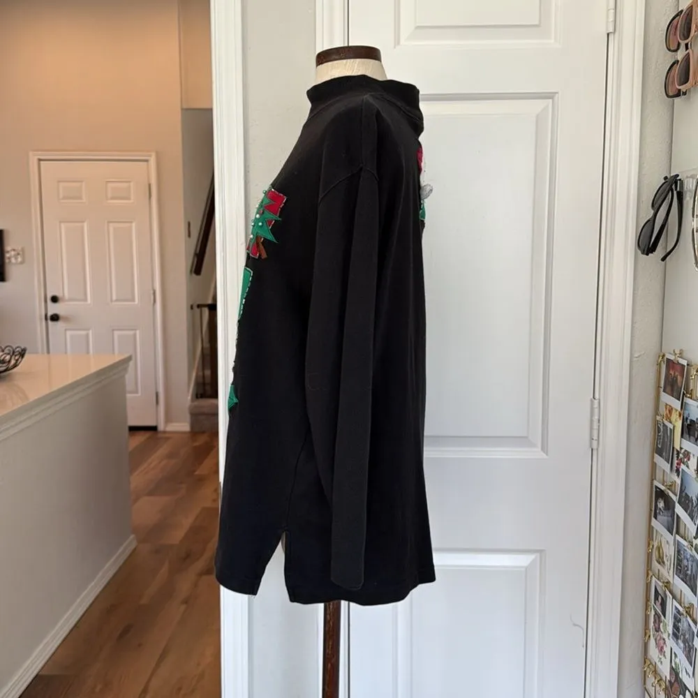 Vintage patchwork Christmas designs mockneck Black Size L - Image 7