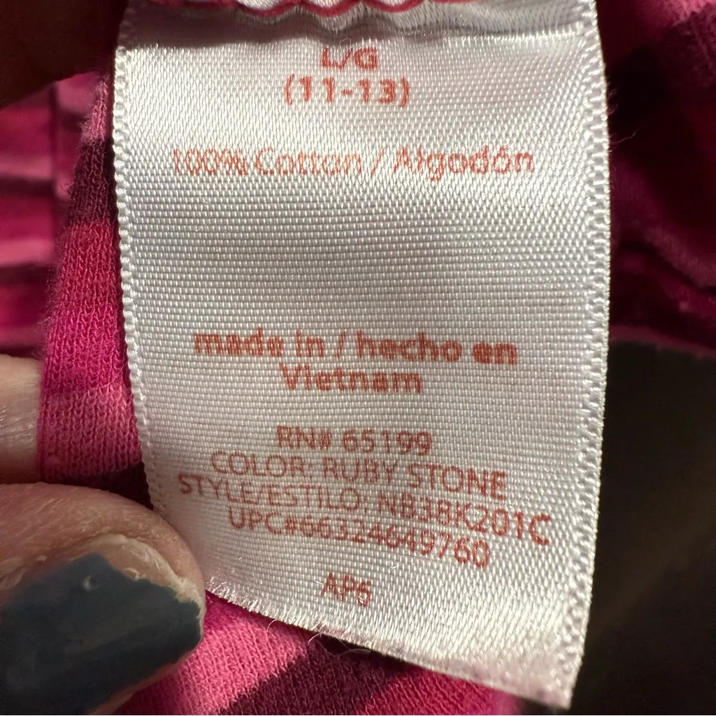 Y2K No Boundaries Pinks Striped V-Neck Tee Size Lg (11-13) - Image 5