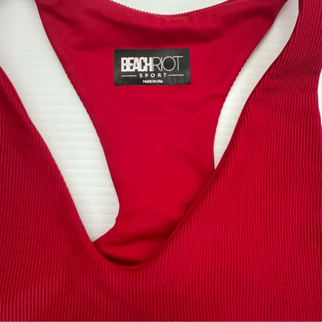 Beach Riot Active Ribbed Crop Top In Ruby Size Large - Image 5