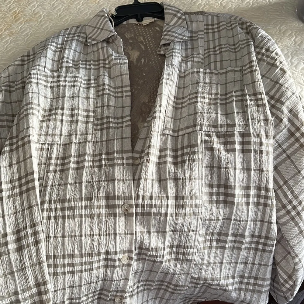 Hem & Thread Plaid and LACE Button Down Shirt Gauze - No ironing Fits up to XL - Image 5