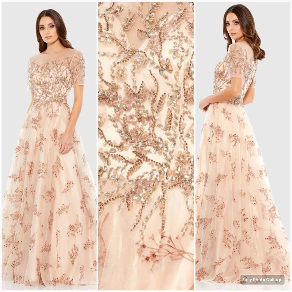 Mac Duggal 79317 Womens Illusion Cap Sleeve A Line Gown Dress - Image 3