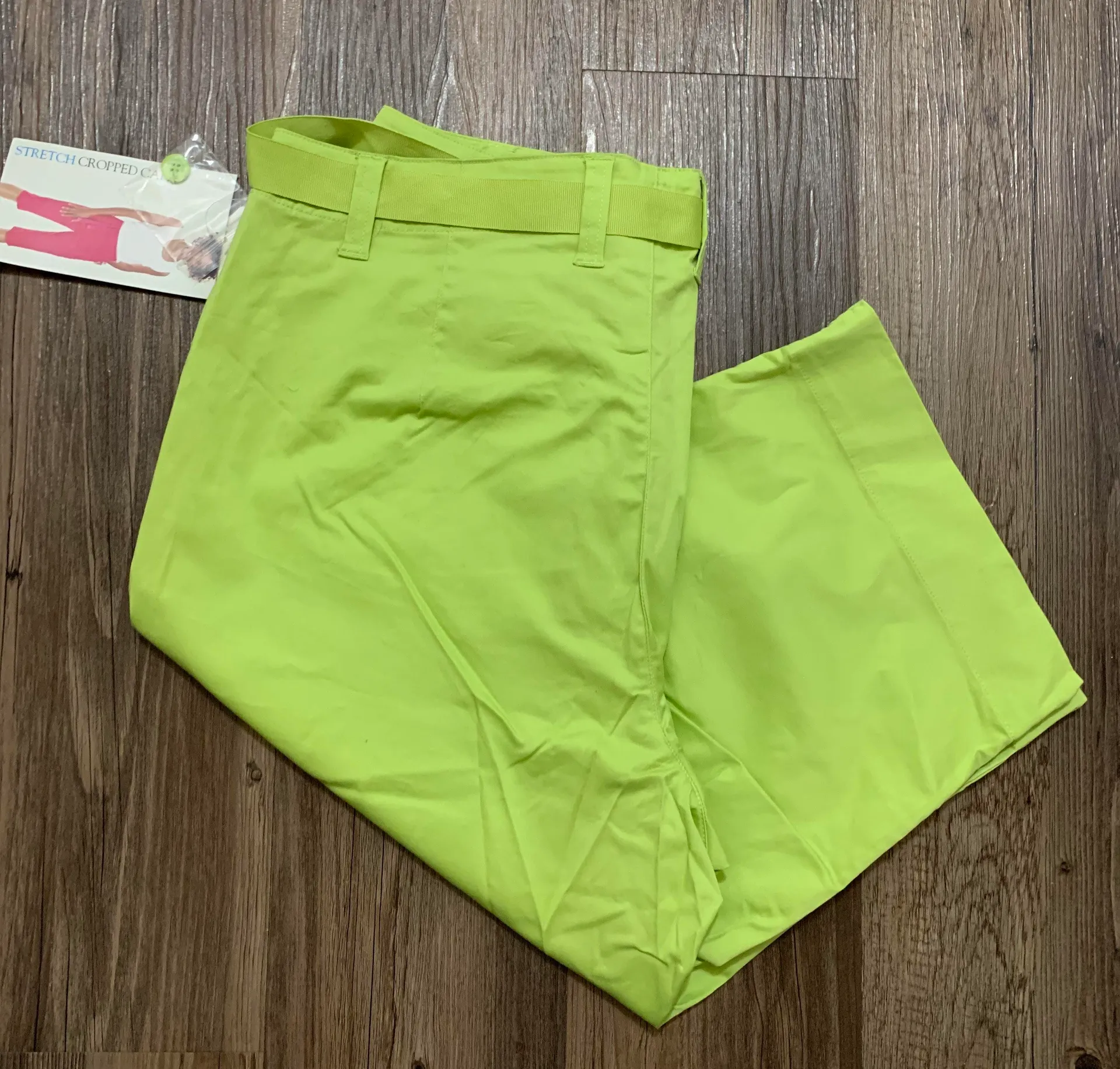Lime Green Stretch Cropped Capri Pants - Image 5