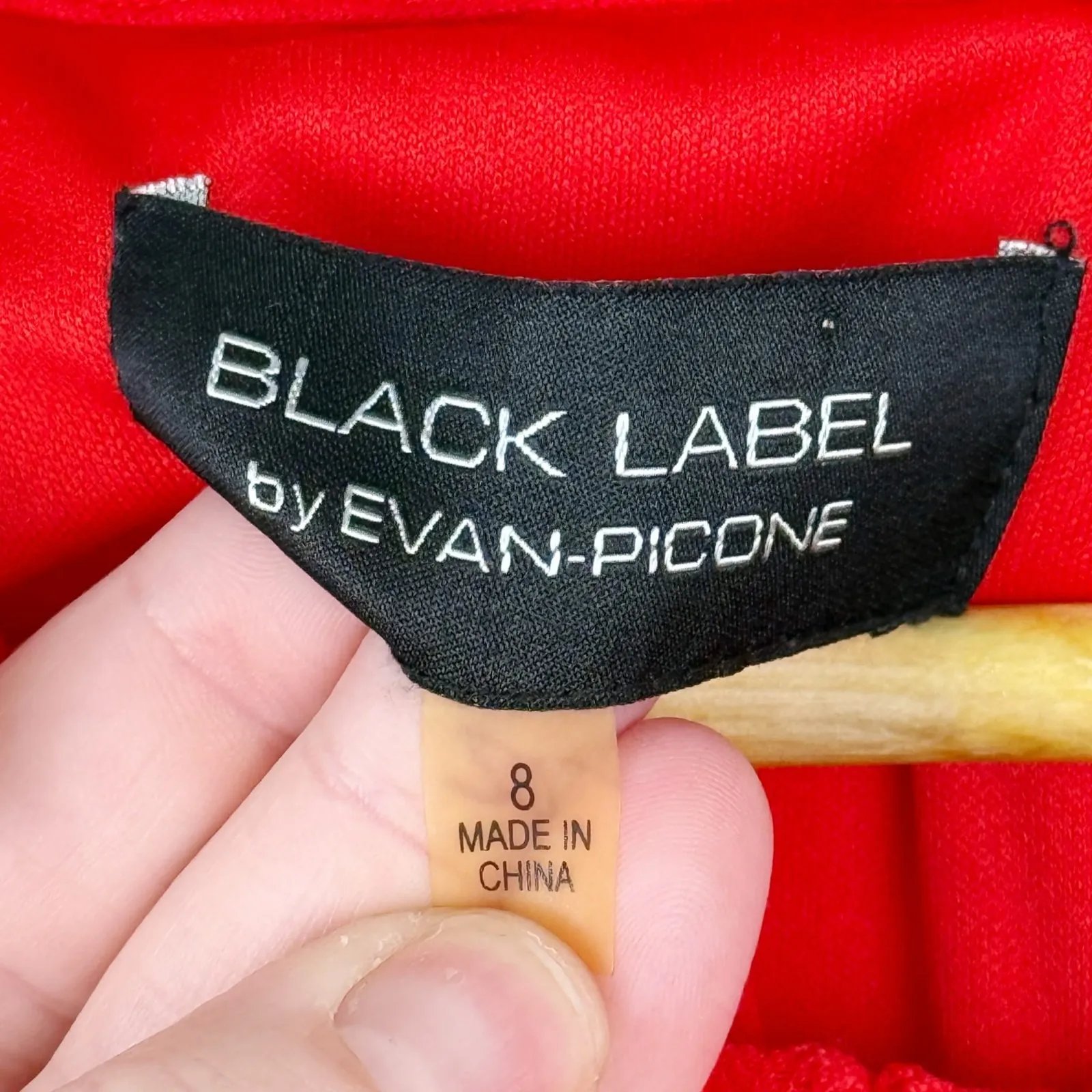 Black Label Evan Picone Red Lace Sheath Dress Sleeveless Zip Back Women's 8 - Image 5