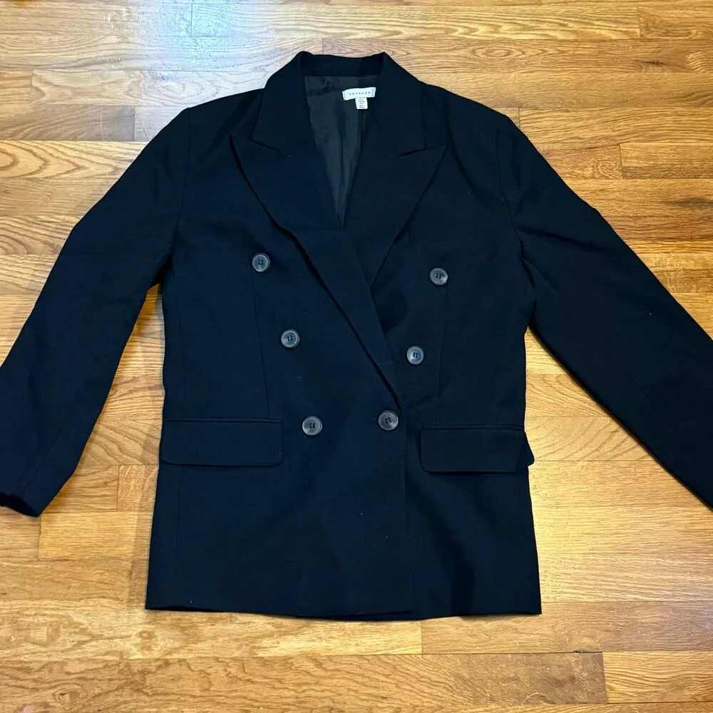 TopShop Women’s 2 Black Button Long Sleeve Work Wear Business Casual Blazer - Image 3