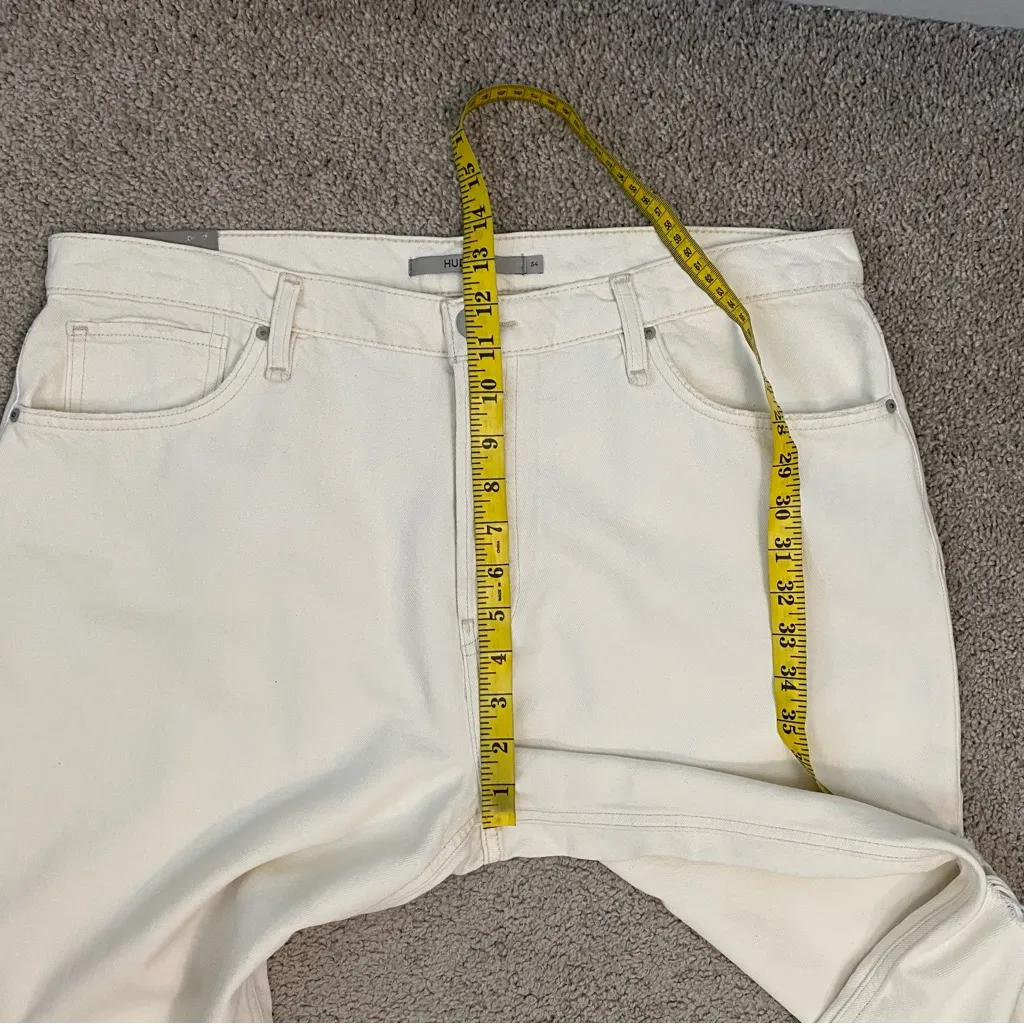 Hudson Rosie Distressed‎ High Rise Wide Leg Ankle Jeans Size 34 Ecru Vintage - Image 14