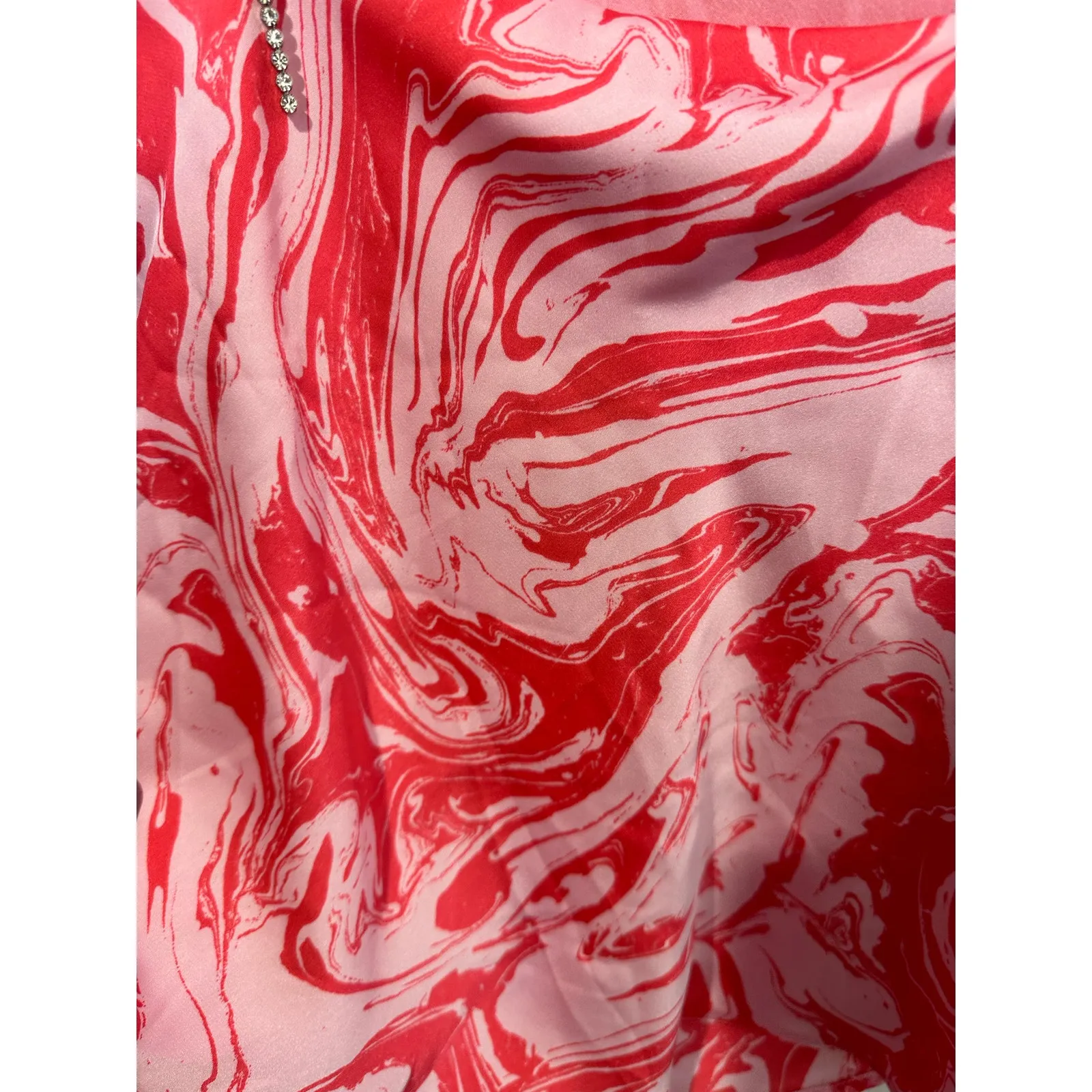 DO+BE Pink White Tie-Dye Diamond Strap Drape Neck Y2K Tank Top size Medium - Image 8