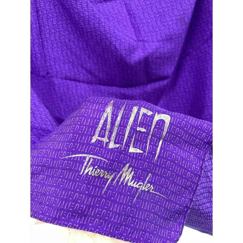 Thierry Mugler Scarf Womens Alien Wrap Square Silk Purple Printed Promo RARE - Image 3