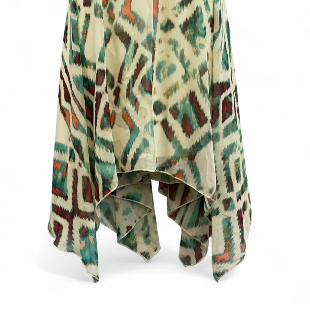 Love Reign XL Teal Brown High Low Hanker Chief Sun Dress Abstract Print Flare - Image 6