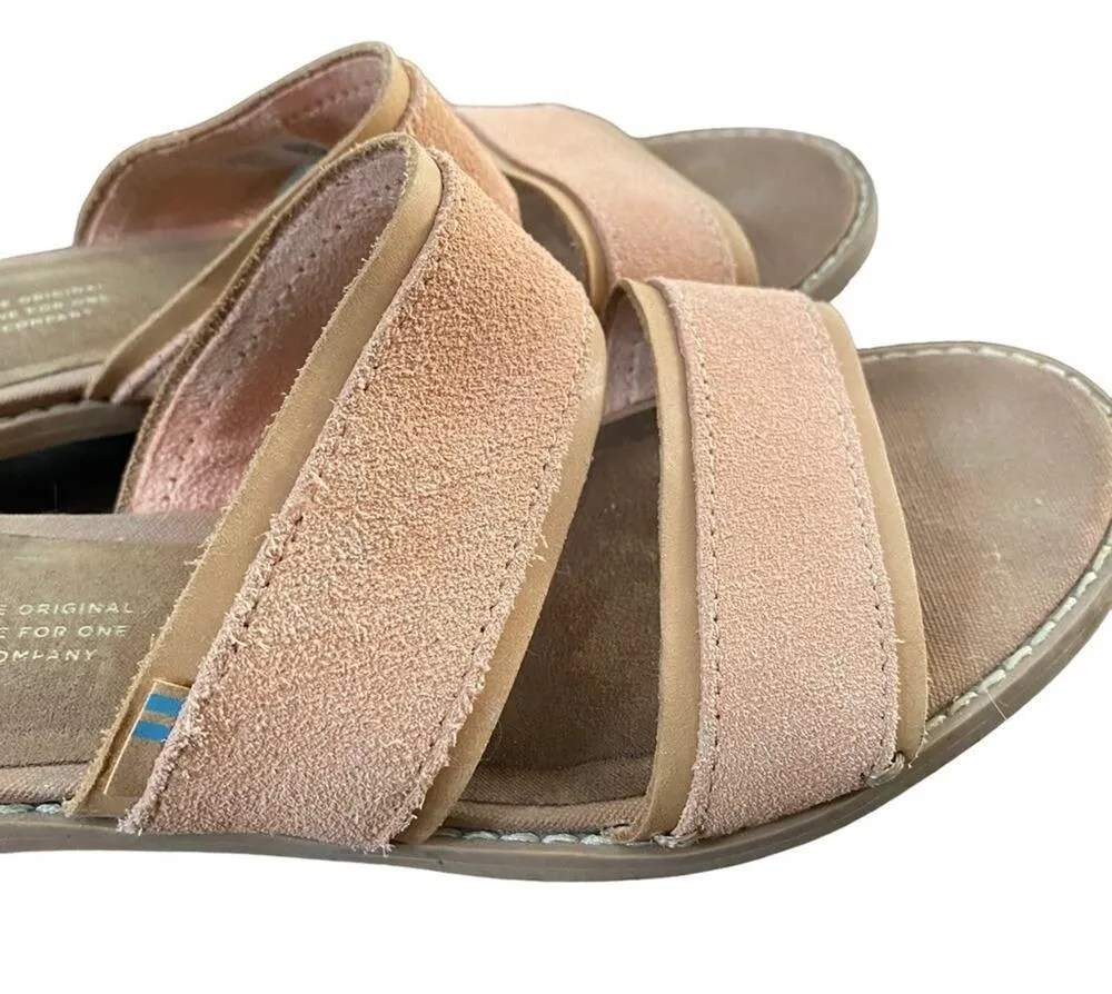 Toms Mariposa Suede Peach Nude Strap Sandals size 6 - Image 6