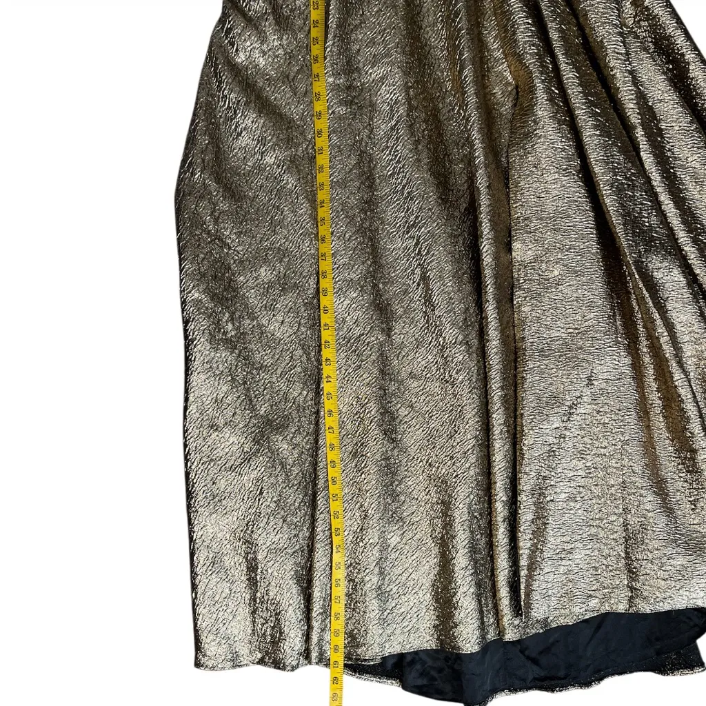 MAC DUGGAL Gold One Shoulder Metallic Ball Gown Lined Pockets Maxi Size 14 - Image 11