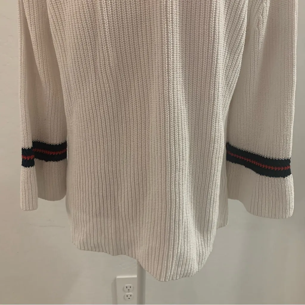 Cabi Ace V-neck Preppy Bell Sleeve White Sweater Style 5639 Size M - Image 11