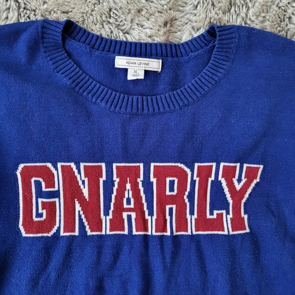 Adam Levine Gnarly Knit Varsity Sweater Blue Size XL - Image 2