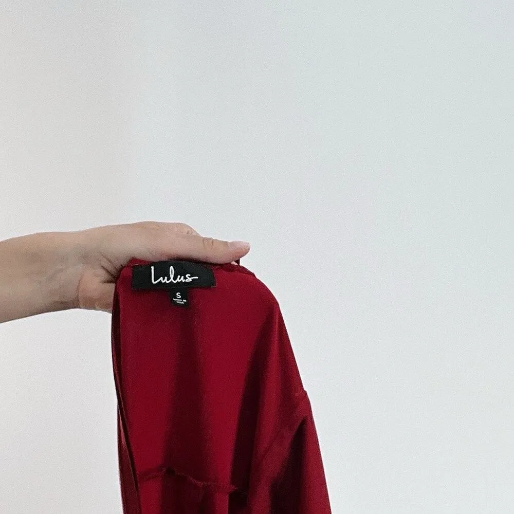 Lulus Sincerely Stunning Burgundy Scoop Neck Wide-Leg Jumpsuit Size Small - Image 4