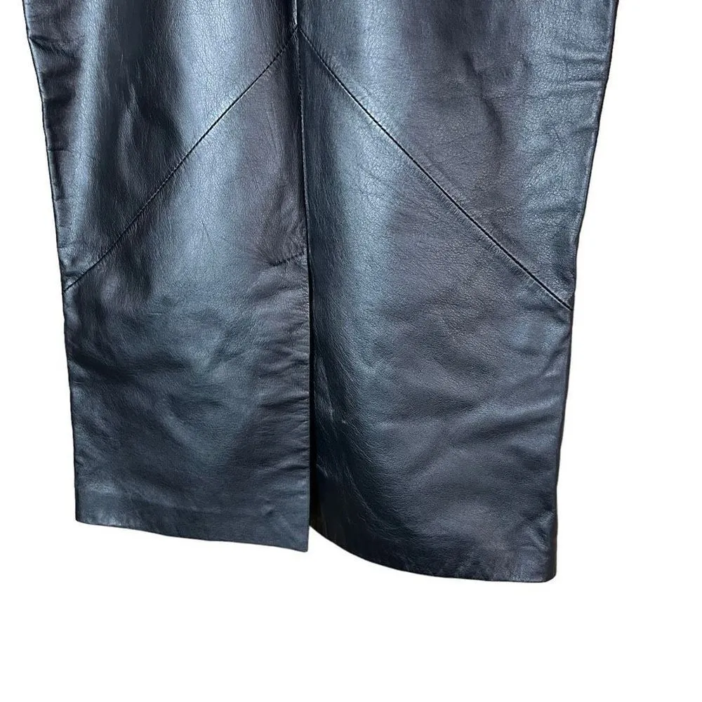 Vintage Bruno Giovanni Black Genuine Leather Midi Skirt Black Size undefined - Image 7