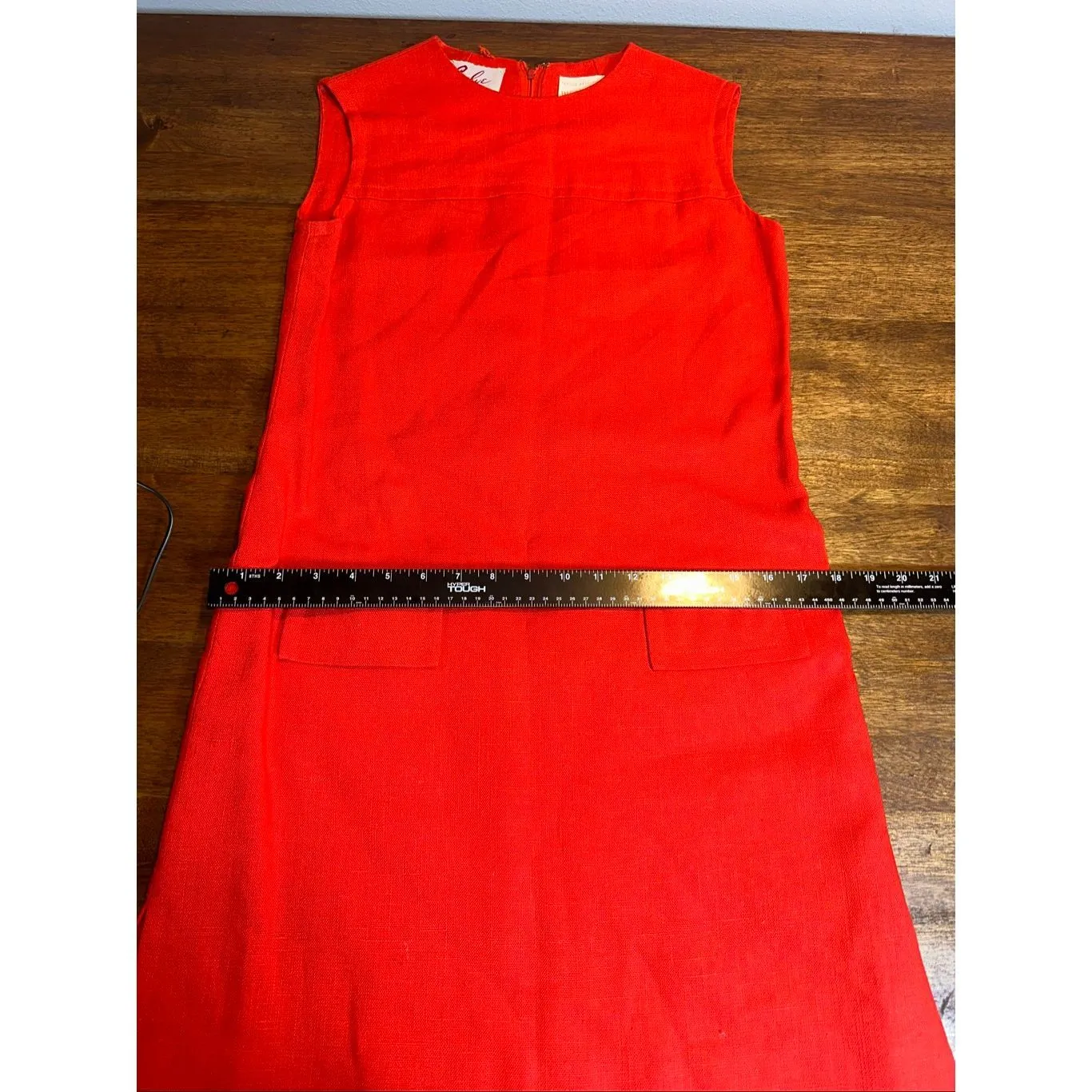 Vintage Moygashel Linen Woven Drop Waist Dress Red Size 6 - Image 6